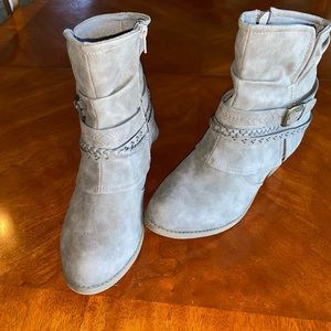 Taupe faux suede ankle boots